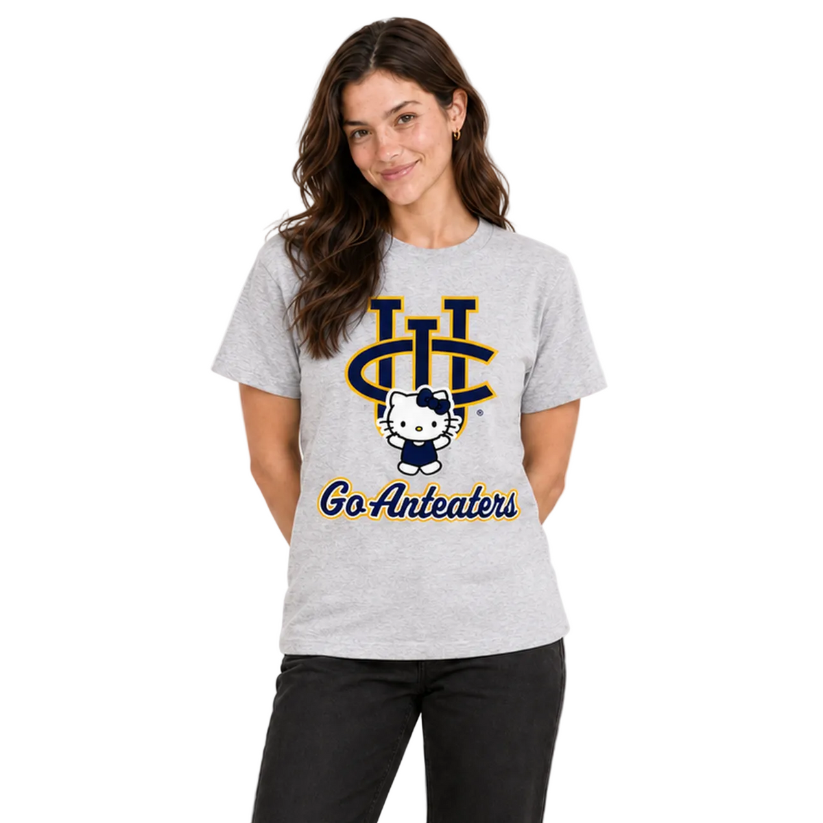 Get Hyped Tee in Heather Grey, UCI x Hello Kitty